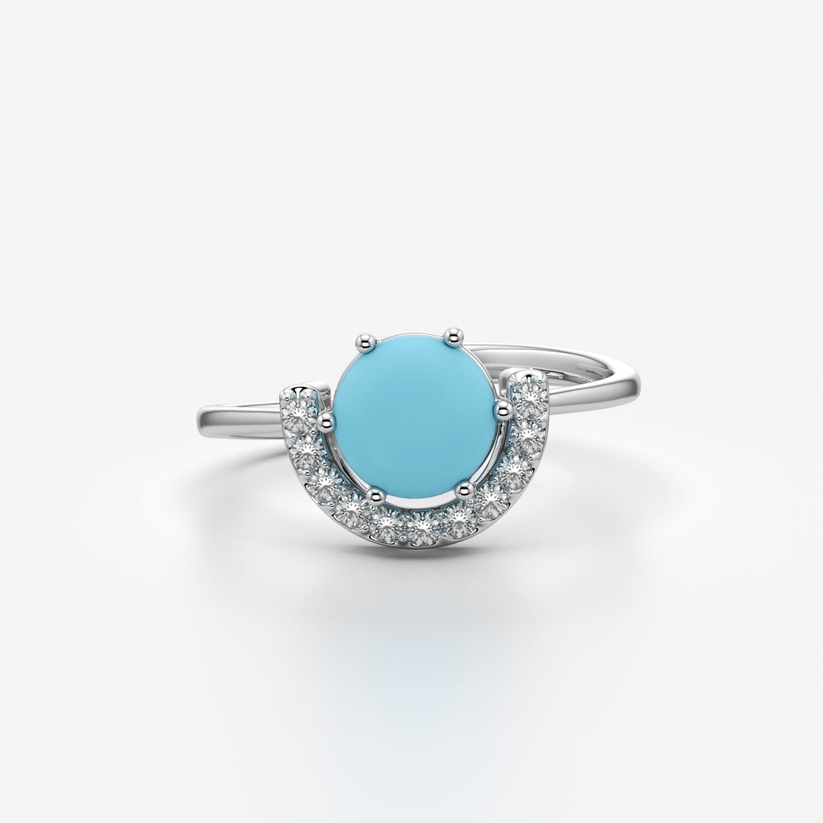 Solitaire Crescent Adjustable Statement Ring