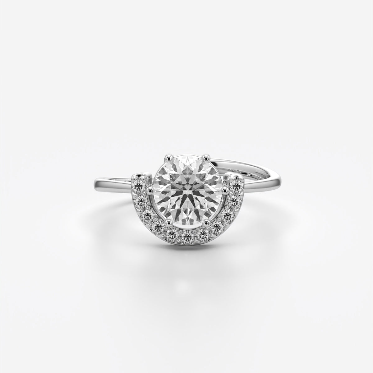 Solitaire Crescent Adjustable Statement Ring