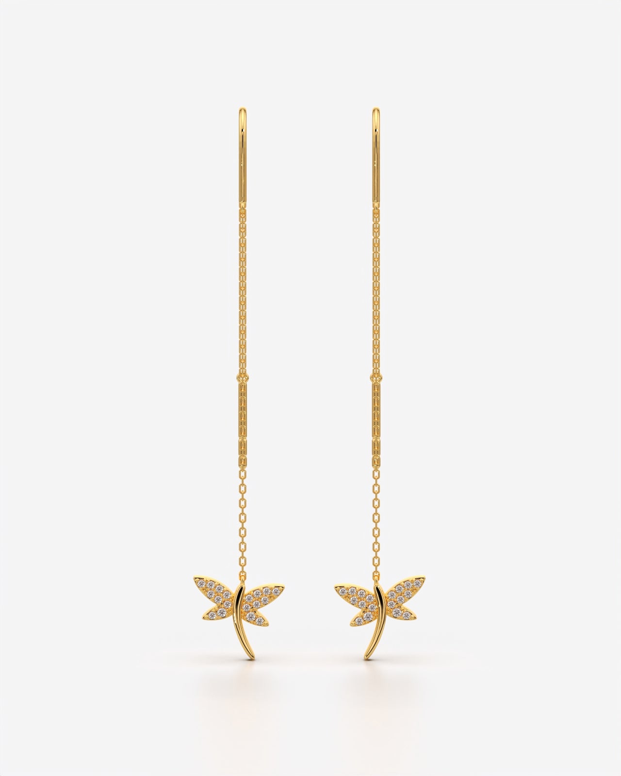 Sparkling Dragonfly Threader Earrings with Crystals
