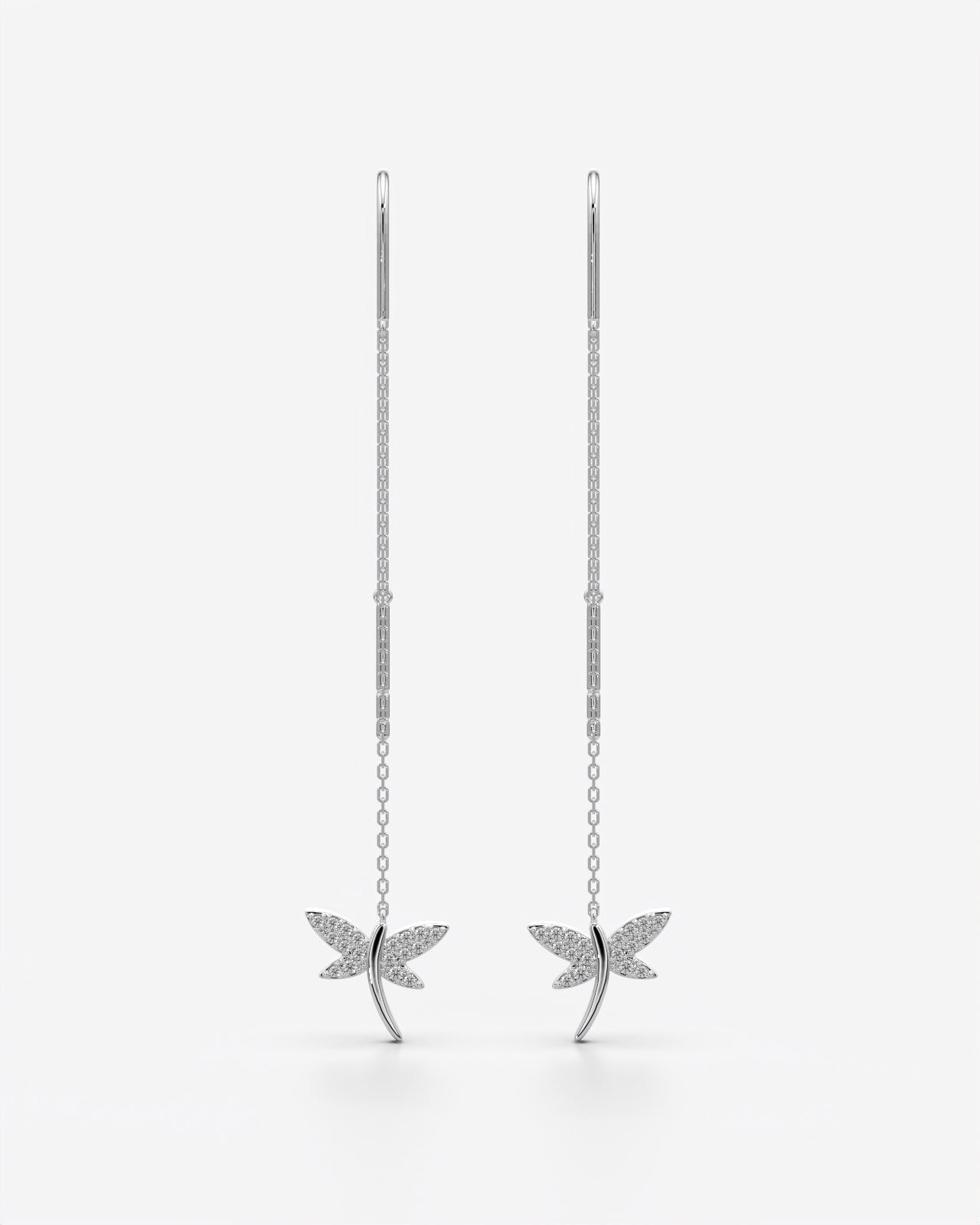 Sparkling Dragonfly Threader Earrings with Crystals