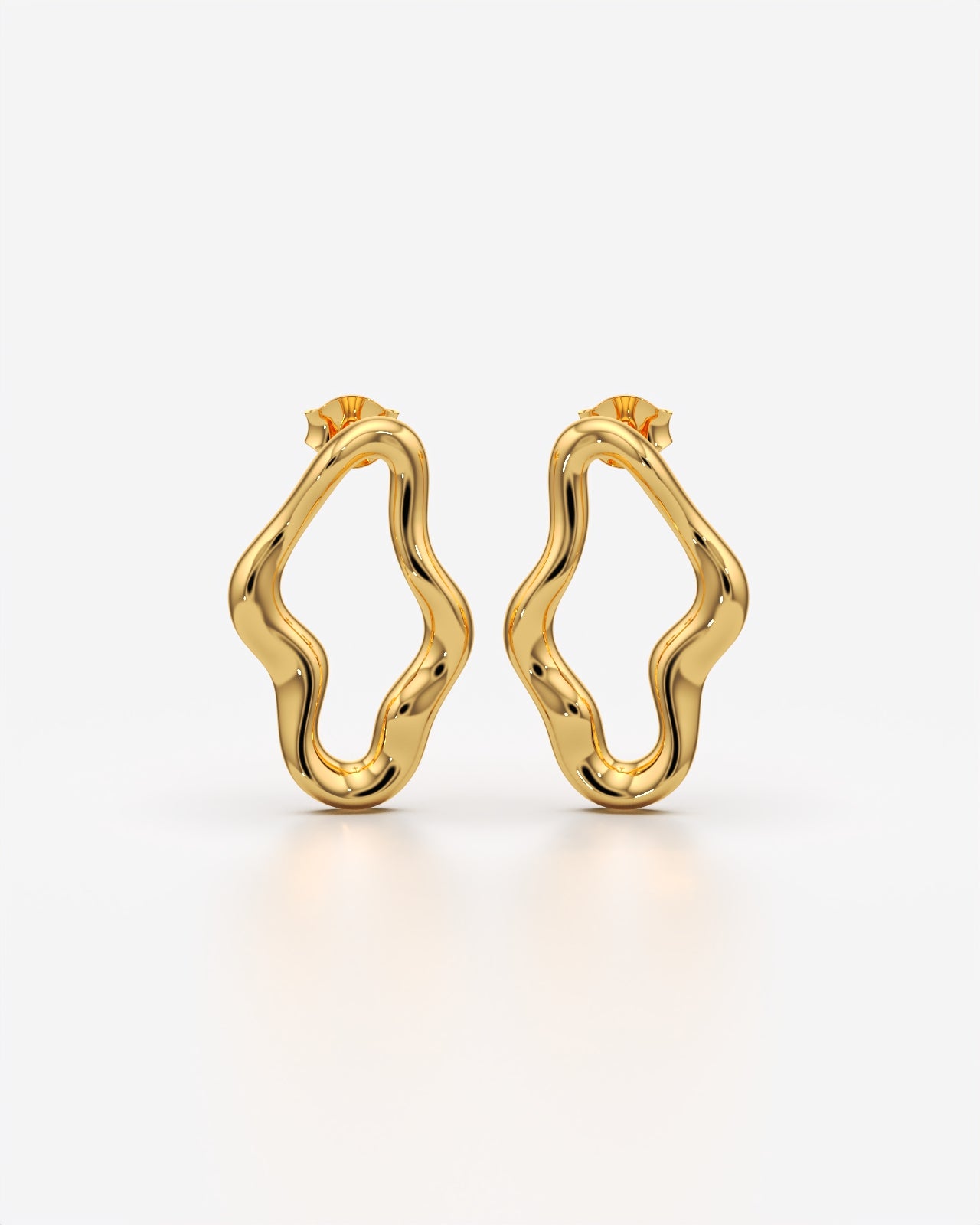 Sculpted Wave Abstract Open Hoop Earrings