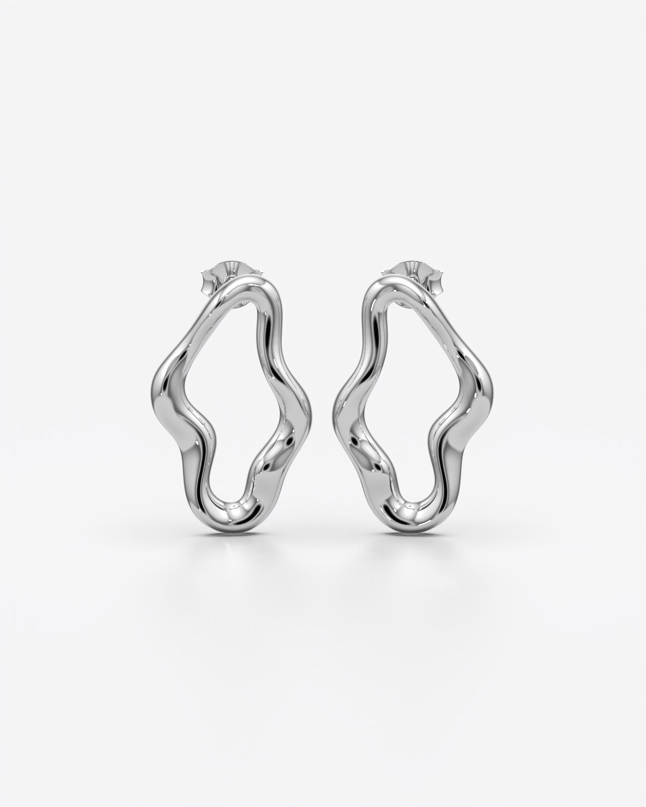 Sculpted Wave Abstract Open Hoop Earrings