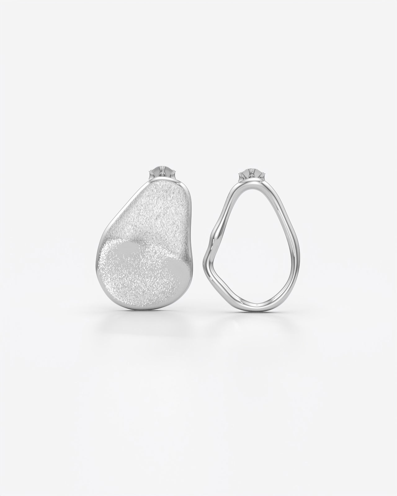 Organic Pebble Stud Earrings with Brushed Finish