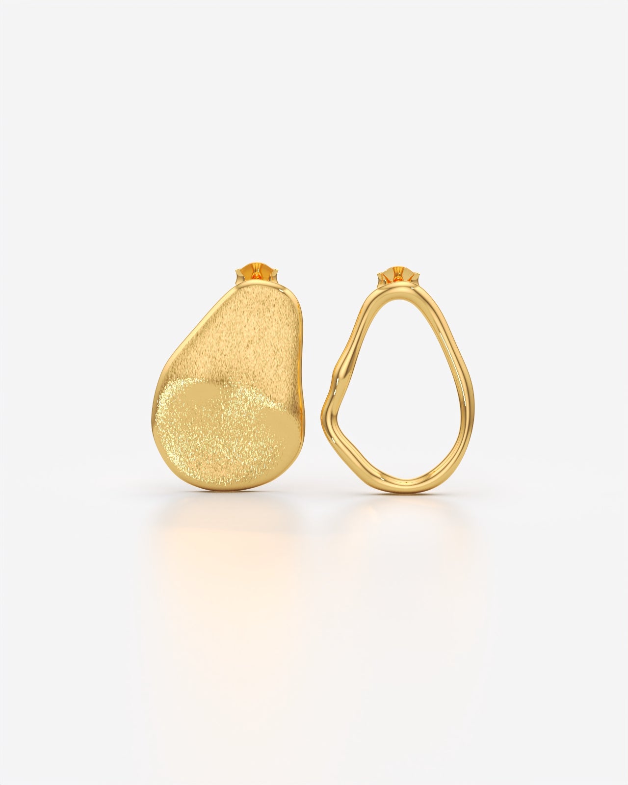 Organic Pebble Stud Earrings with Brushed Finish