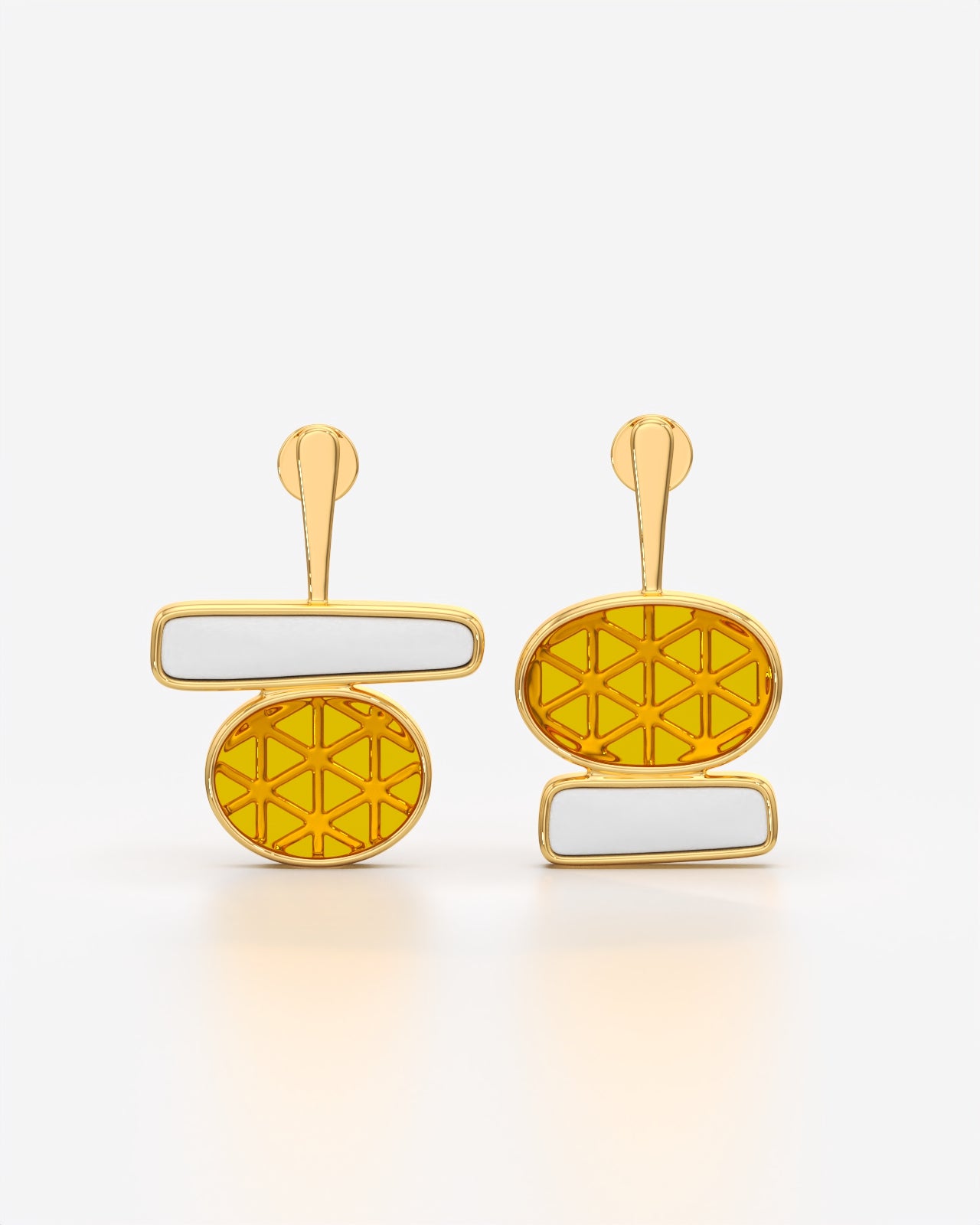 Geometric Lattice Balance Drop Earrings