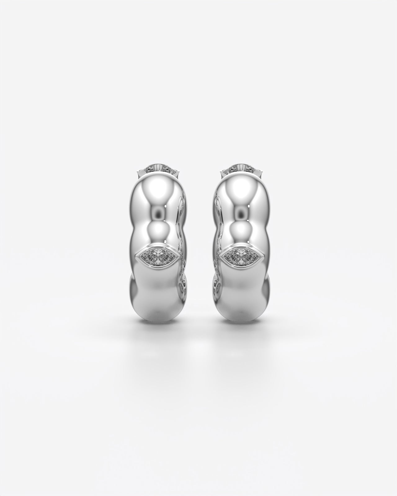 Sculpted Bubble Hoop Earrings with Crystal Accent