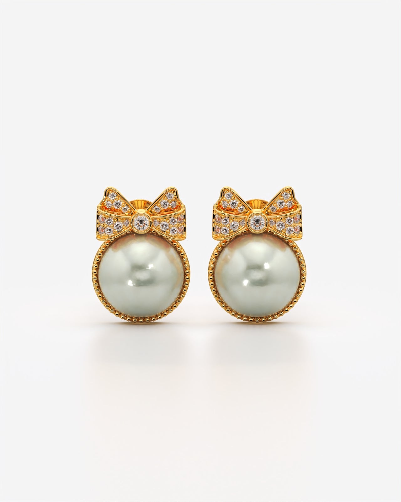 Elegant Pearl Bow Stud Earrings