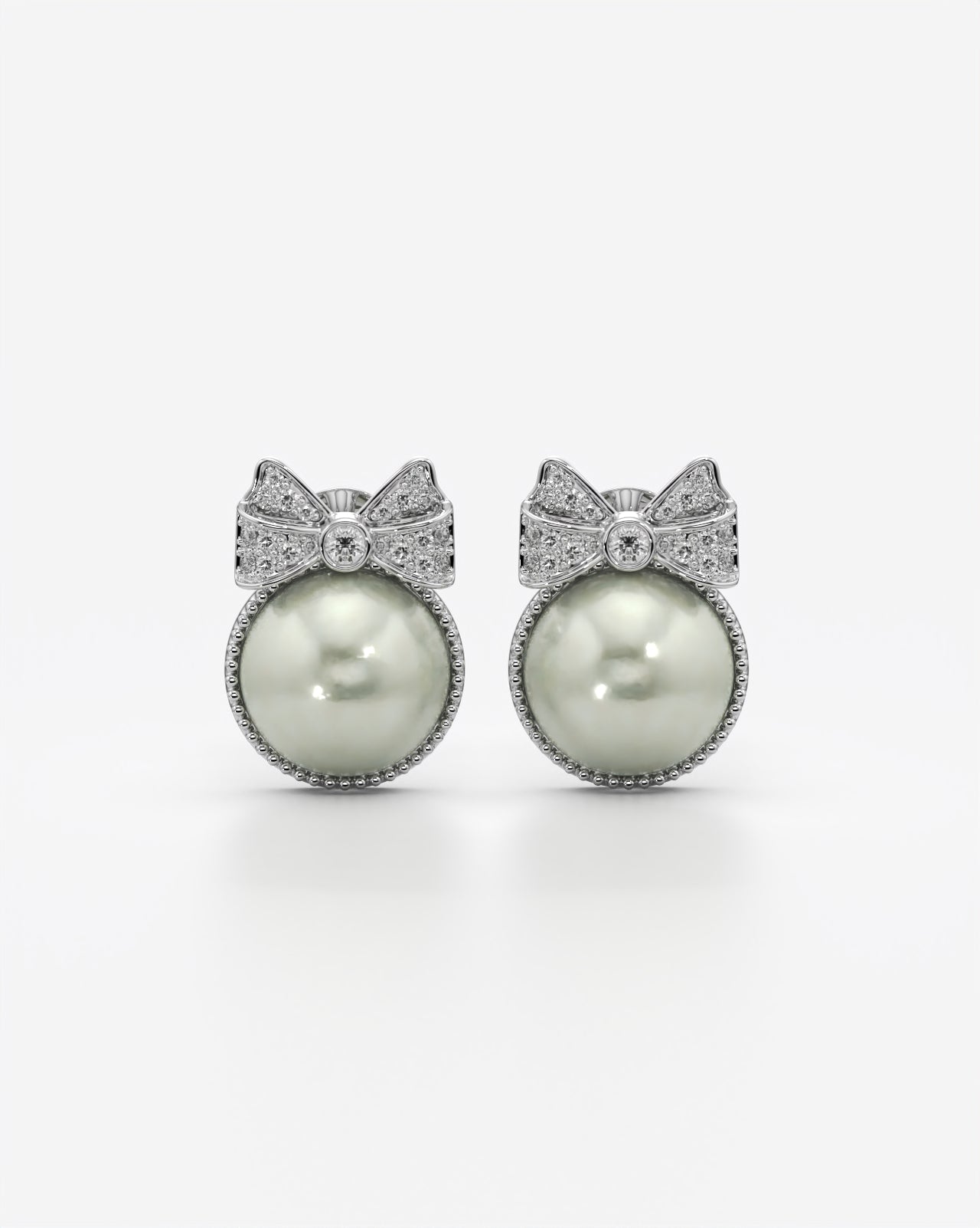 Elegant Pearl Bow Stud Earrings