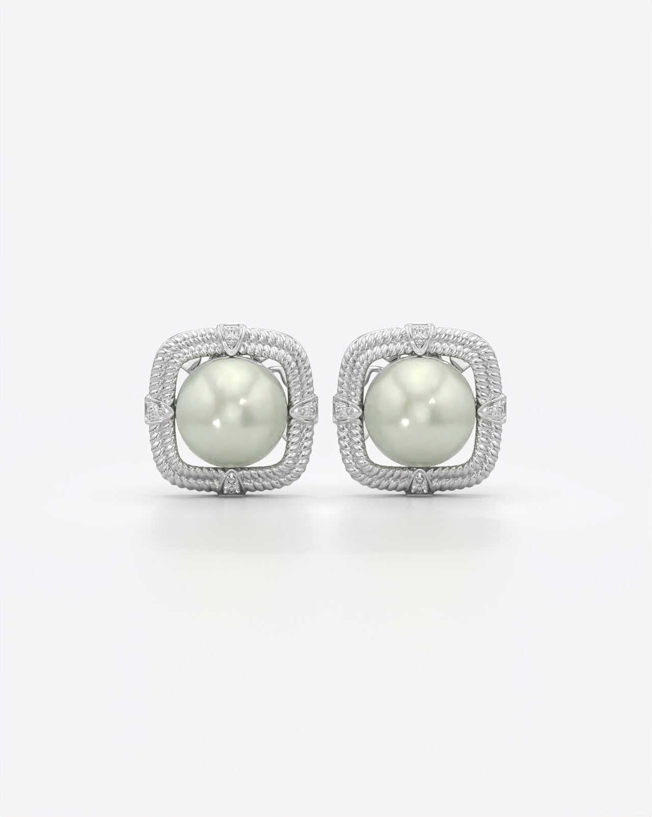 Twisted Rope Pearl Stud Earrings Set
