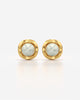 Classic Pearl Stud Earrings with Twisted Bezel
