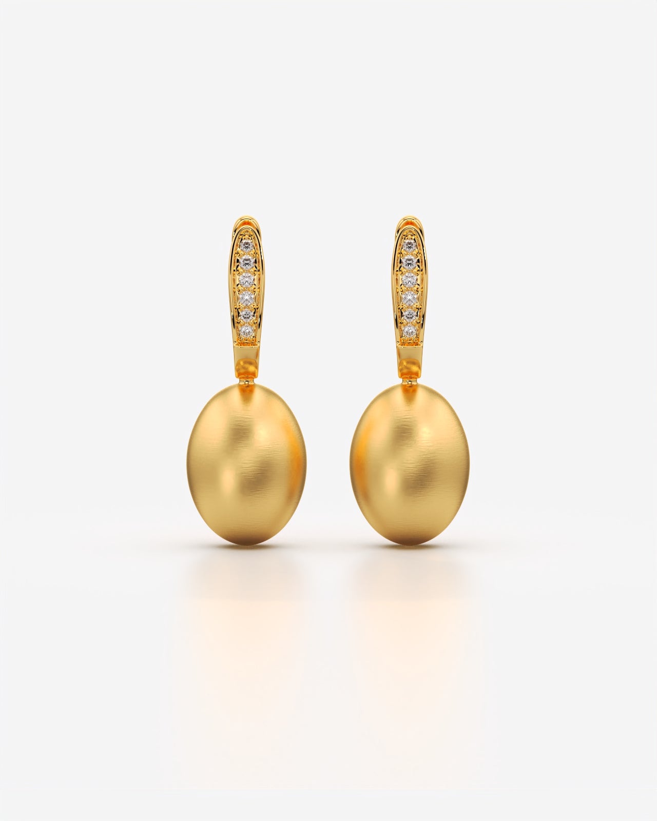 Brushed Disc Drop Earrings with Pavé Hoops