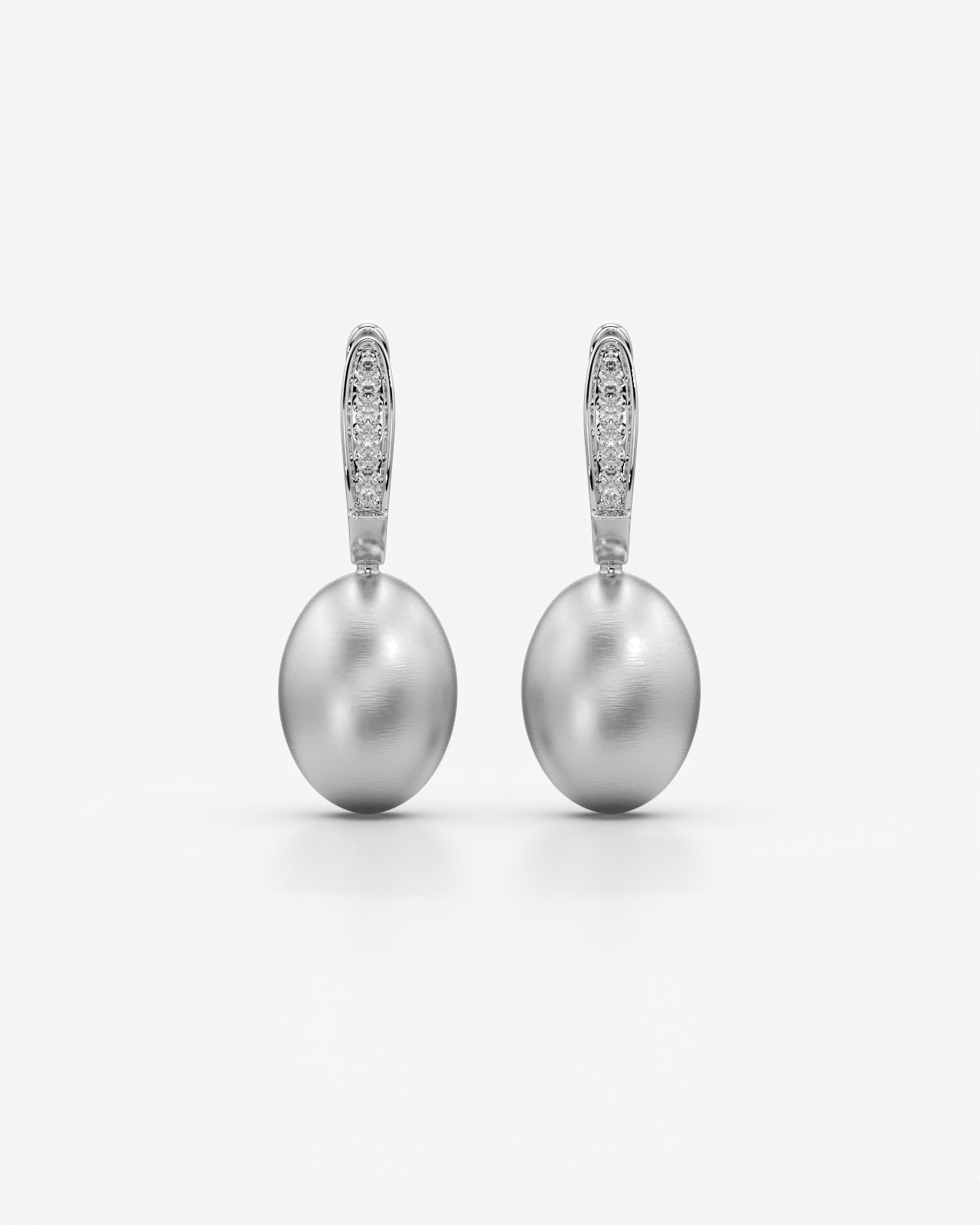 Brushed Disc Drop Earrings with Pavé Hoops