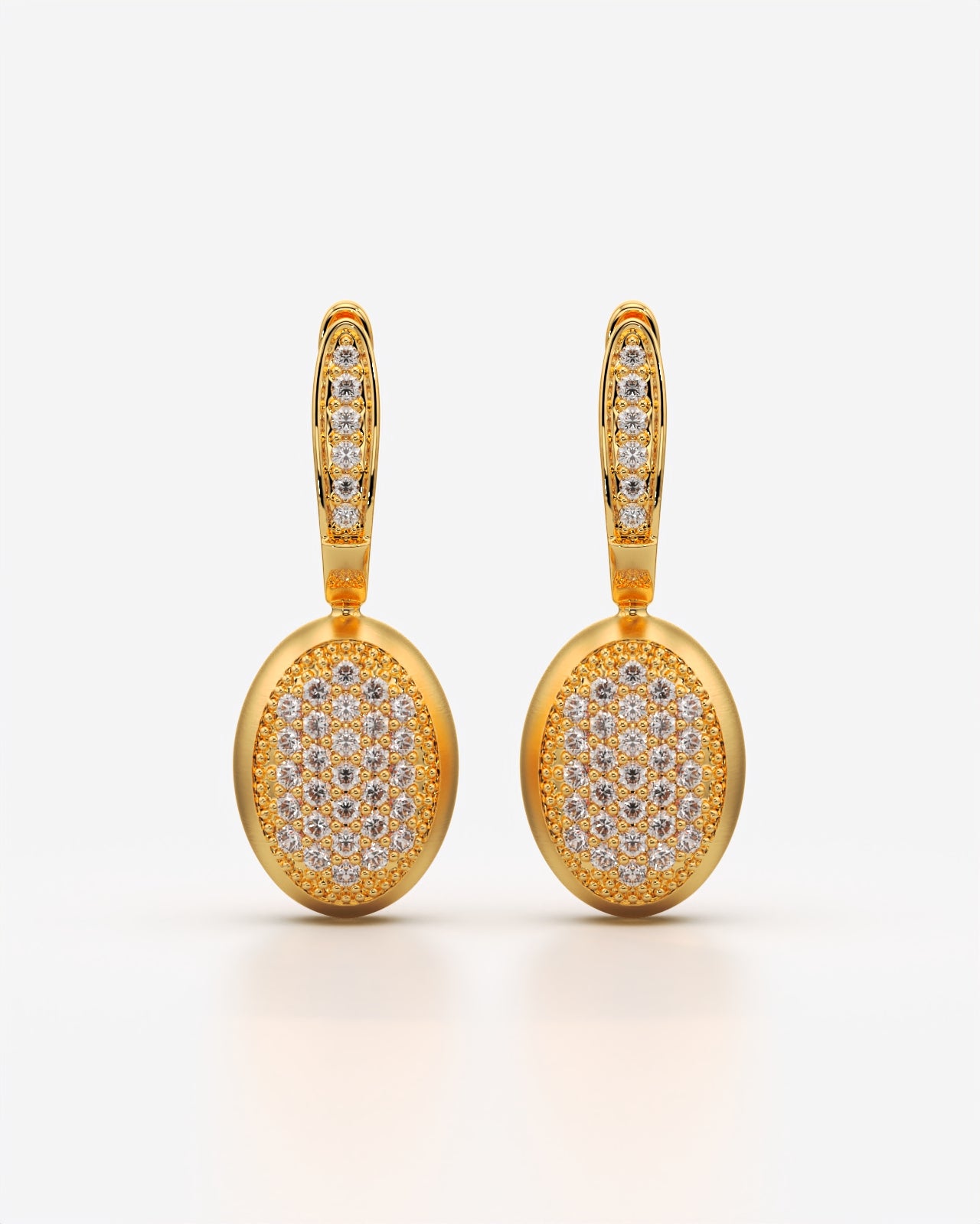 Sparkling Pavé Disc Drop Hoop Earrings