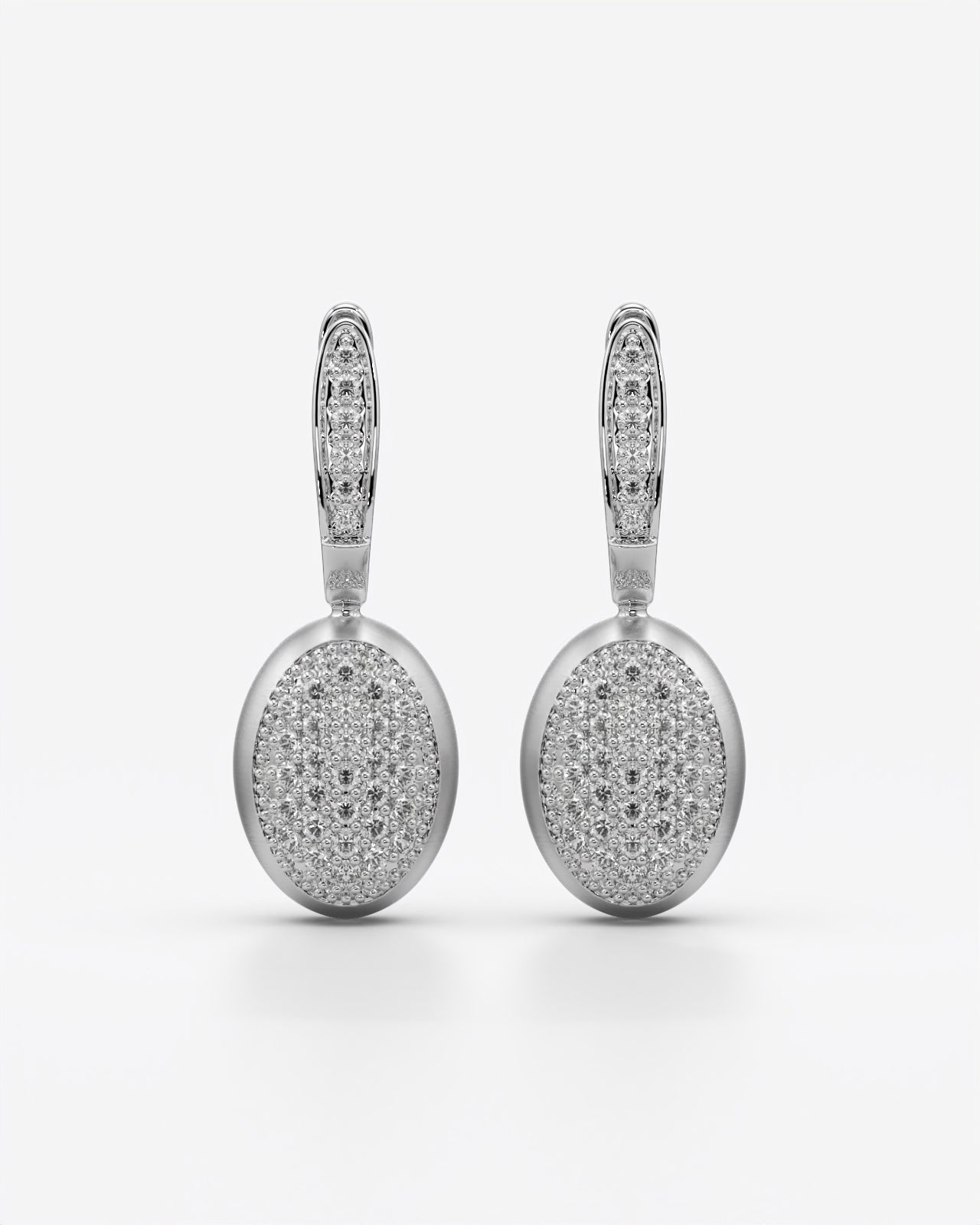 Sparkling Pavé Disc Drop Hoop Earrings