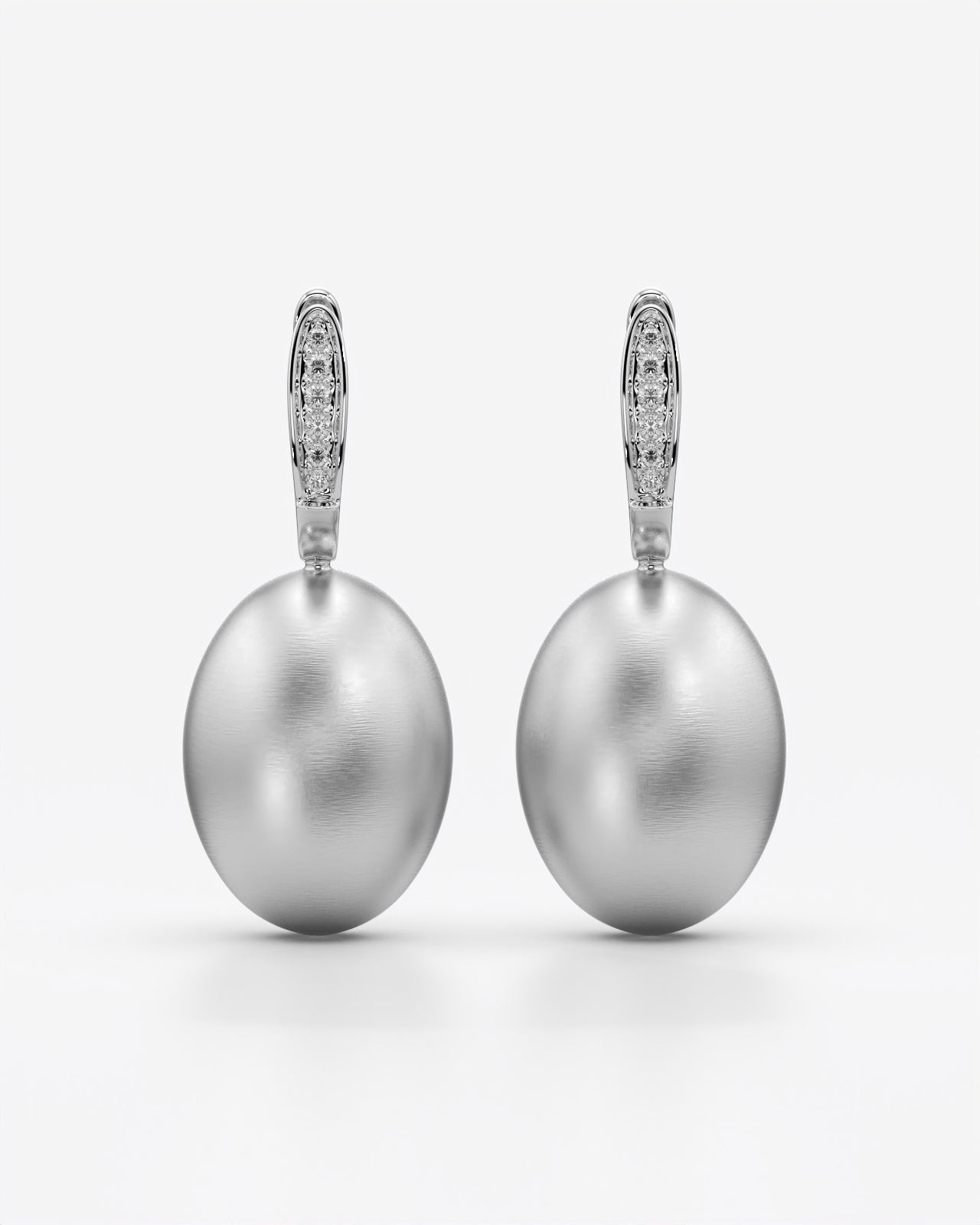 Brushed Oval Drop Earrings with Crystal Huggies