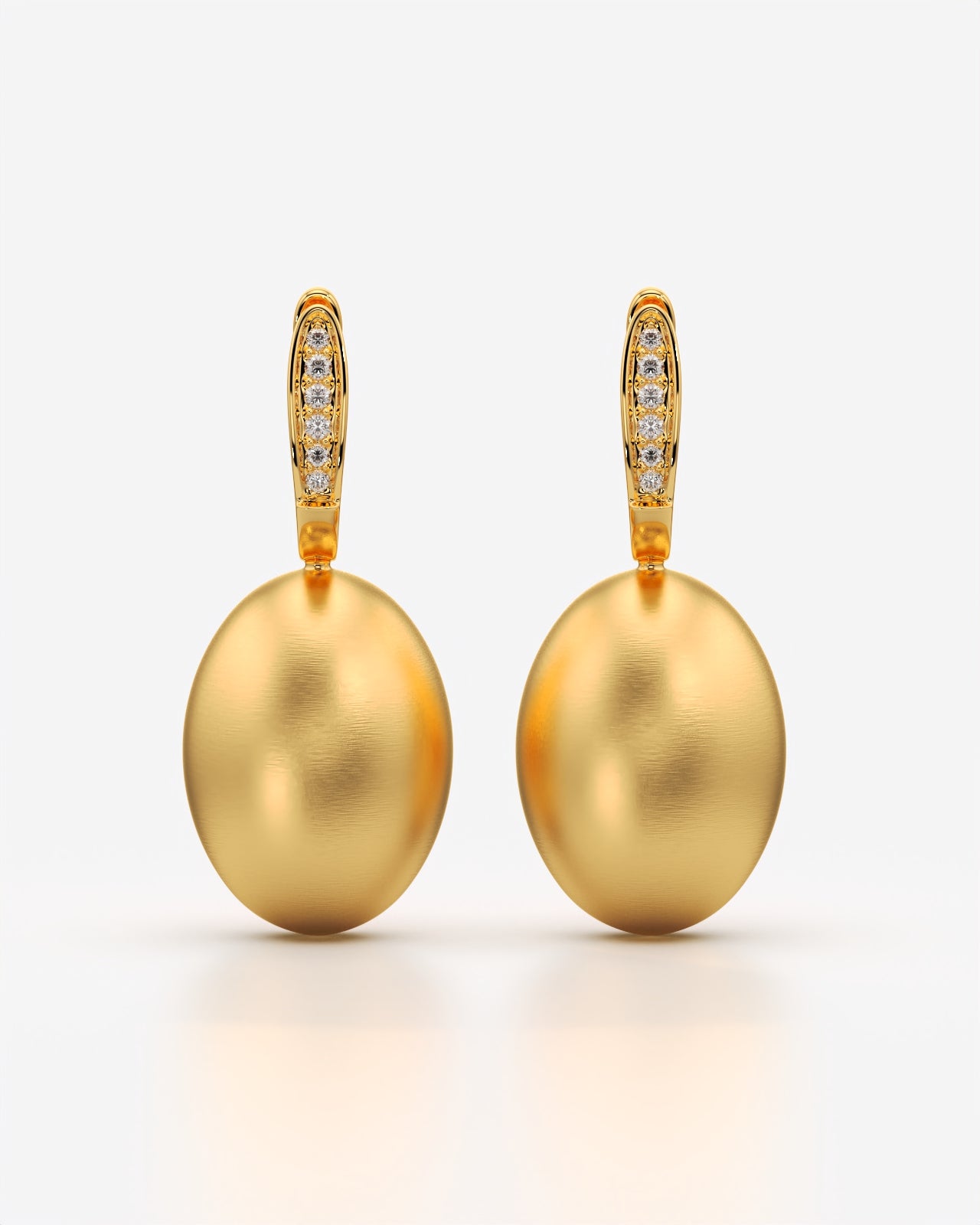 Brushed Oval Drop Earrings with Crystal Huggies