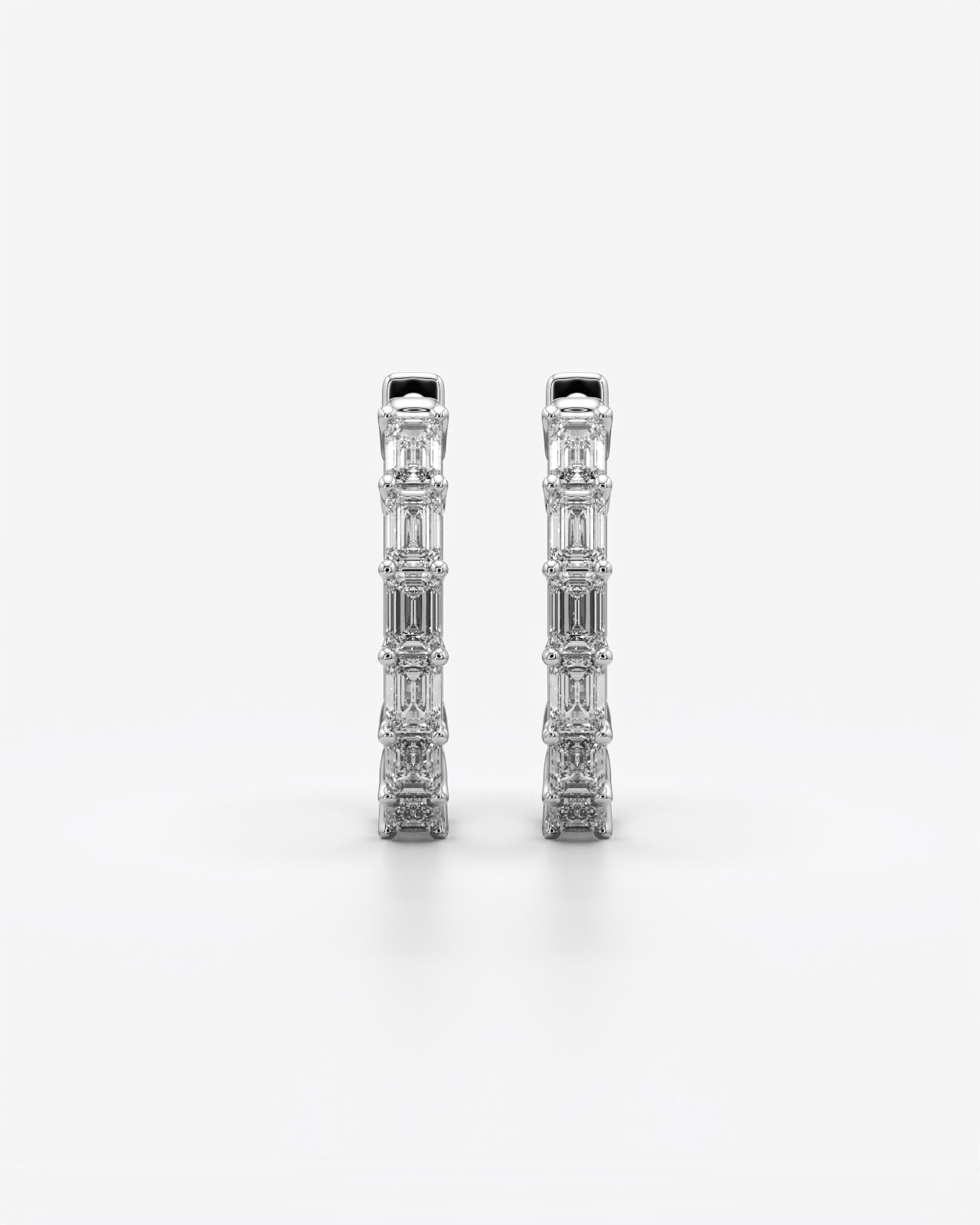 Baguette Crystal Huggie Hoop Earrings Set