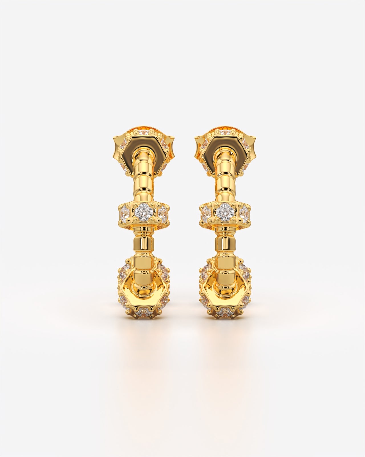 Sparkling Stone Studded C Hoop Earrings