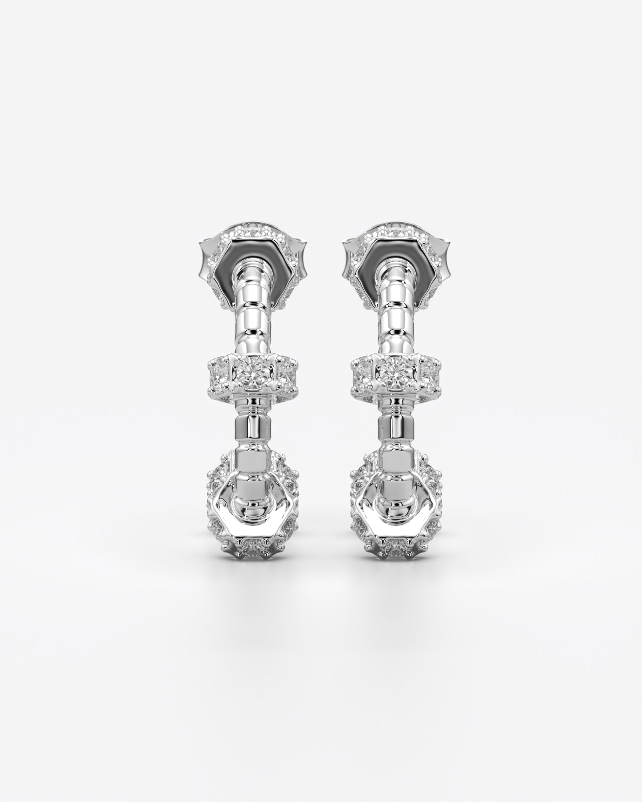 Sparkling Stone Studded C Hoop Earrings