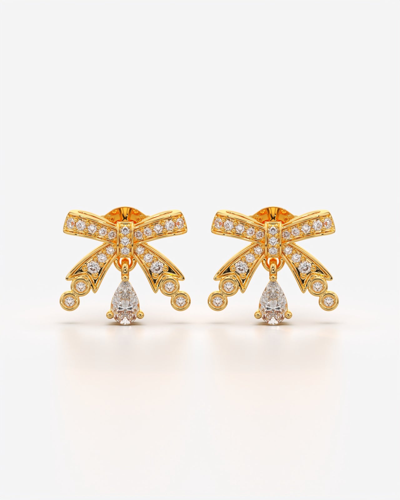 Crystal Bow Drop Earrings with Teardrop Accent