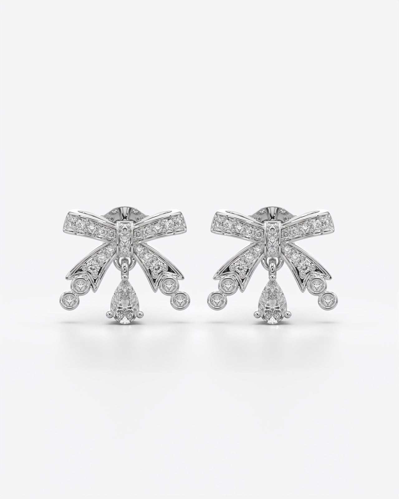 Crystal Bow Drop Earrings with Teardrop Accent