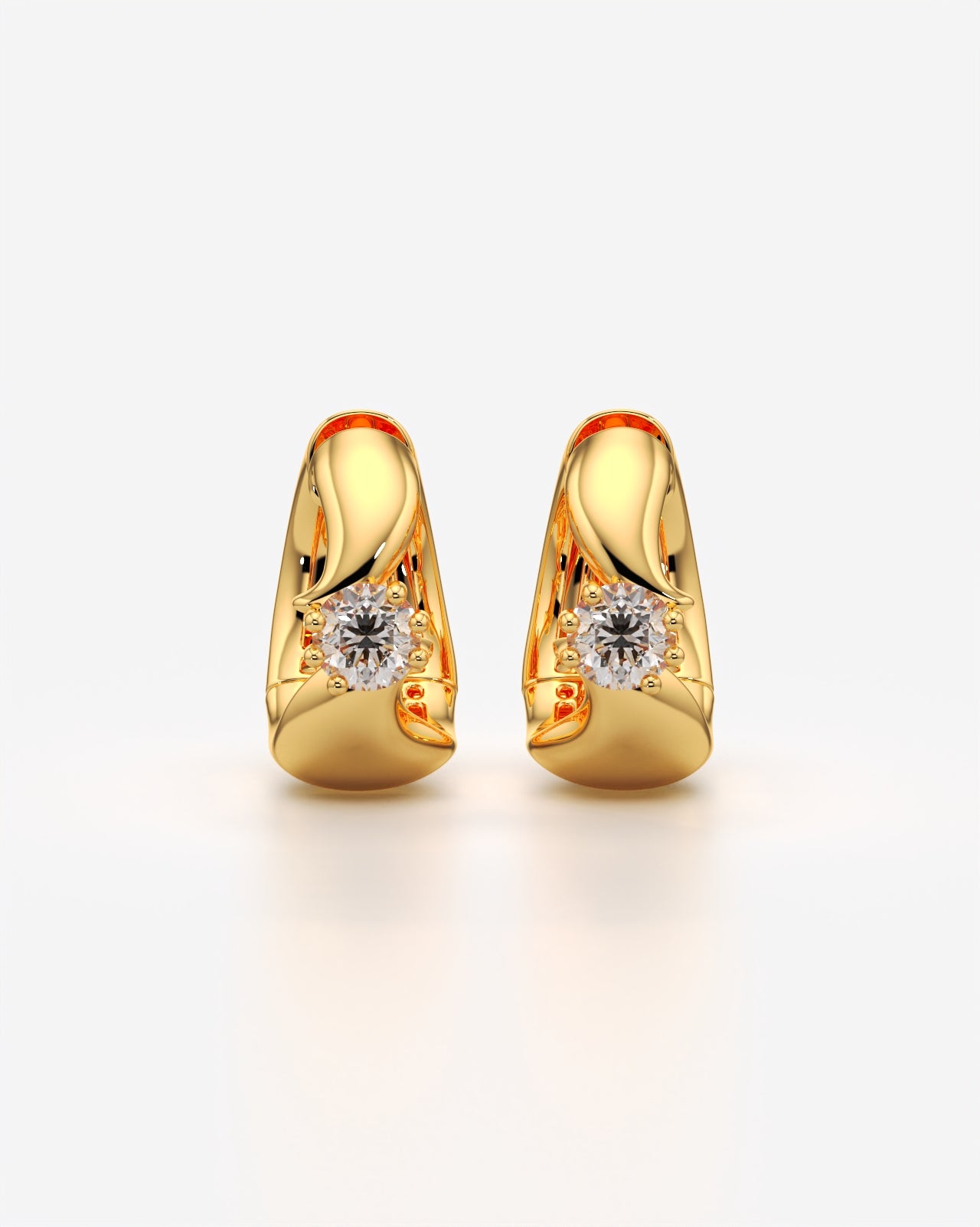 Chunky Hoop Earrings With Solitaire Diamond