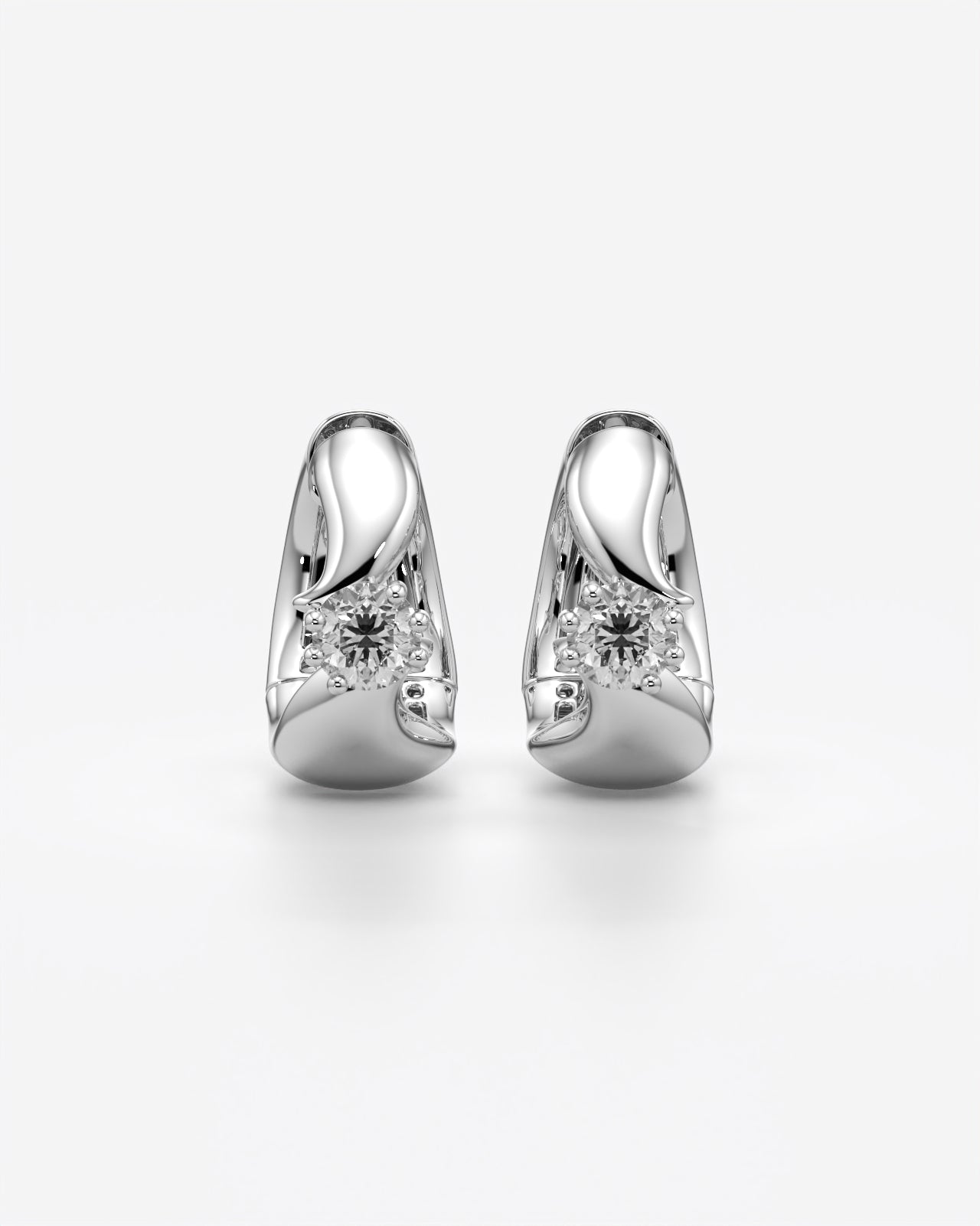 Chunky Hoop Earrings With Solitaire Diamond