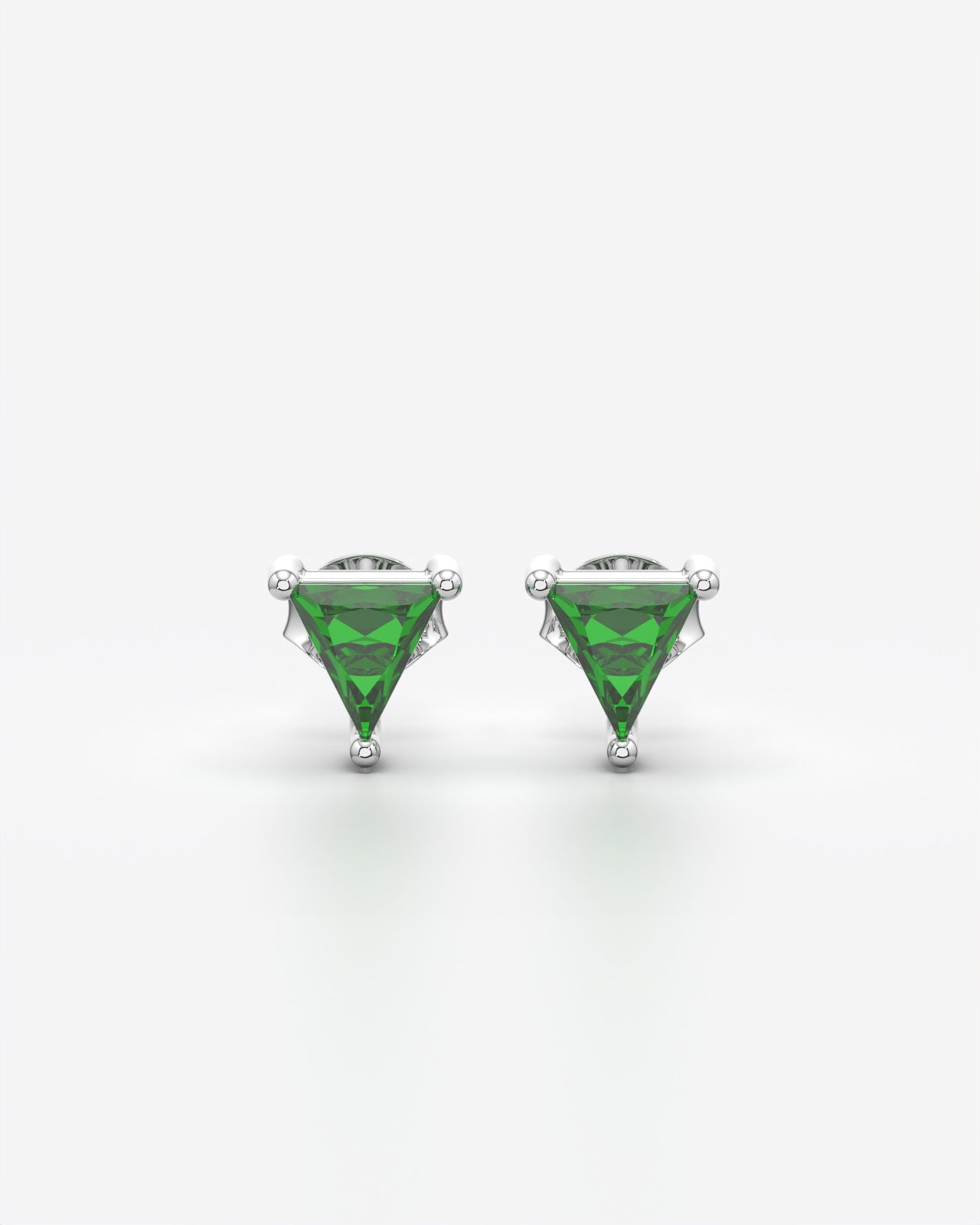 Trillion Cut Emerald Green Crystal Stud Earrings