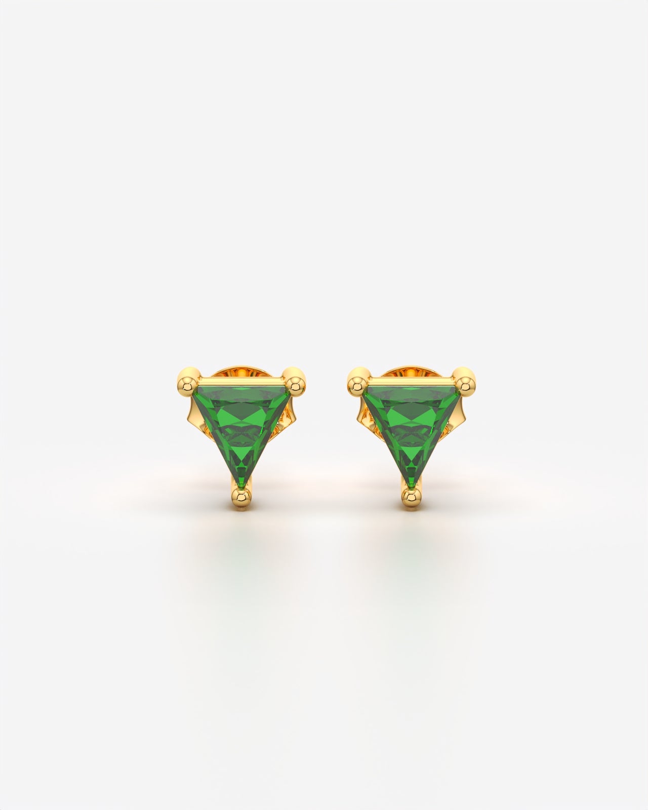 Trillion Cut Emerald Green Crystal Stud Earrings