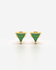 Trillion Cut Emerald Green Crystal Stud Earrings