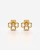 Lucky Clover Heart Stud Earrings with Stone