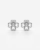 Lucky Clover Heart Stud Earrings with Stone
