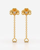 Clover Heart Drop Chain Stud Earrings