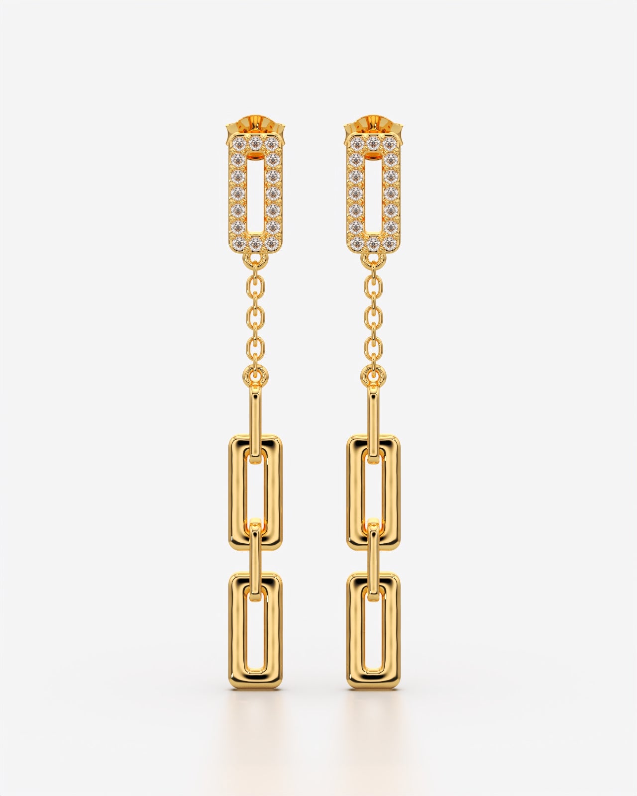 Linked Chain Drop Earrings with Crystals