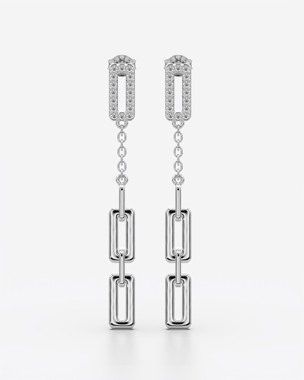 Linked Chain Drop Earrings with Crystals