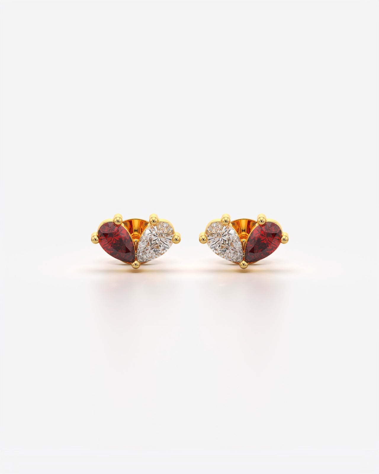 Twin Pear Garnet and Diamond Stud Earrings
