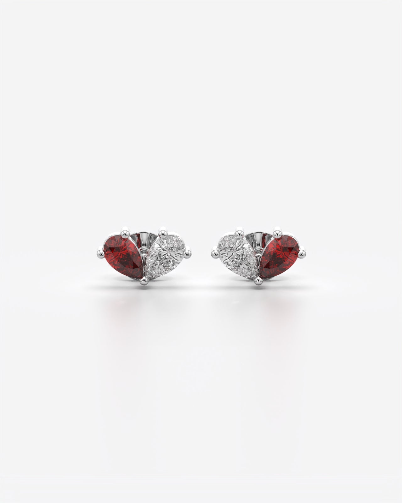 Twin Pear Garnet and Diamond Stud Earrings