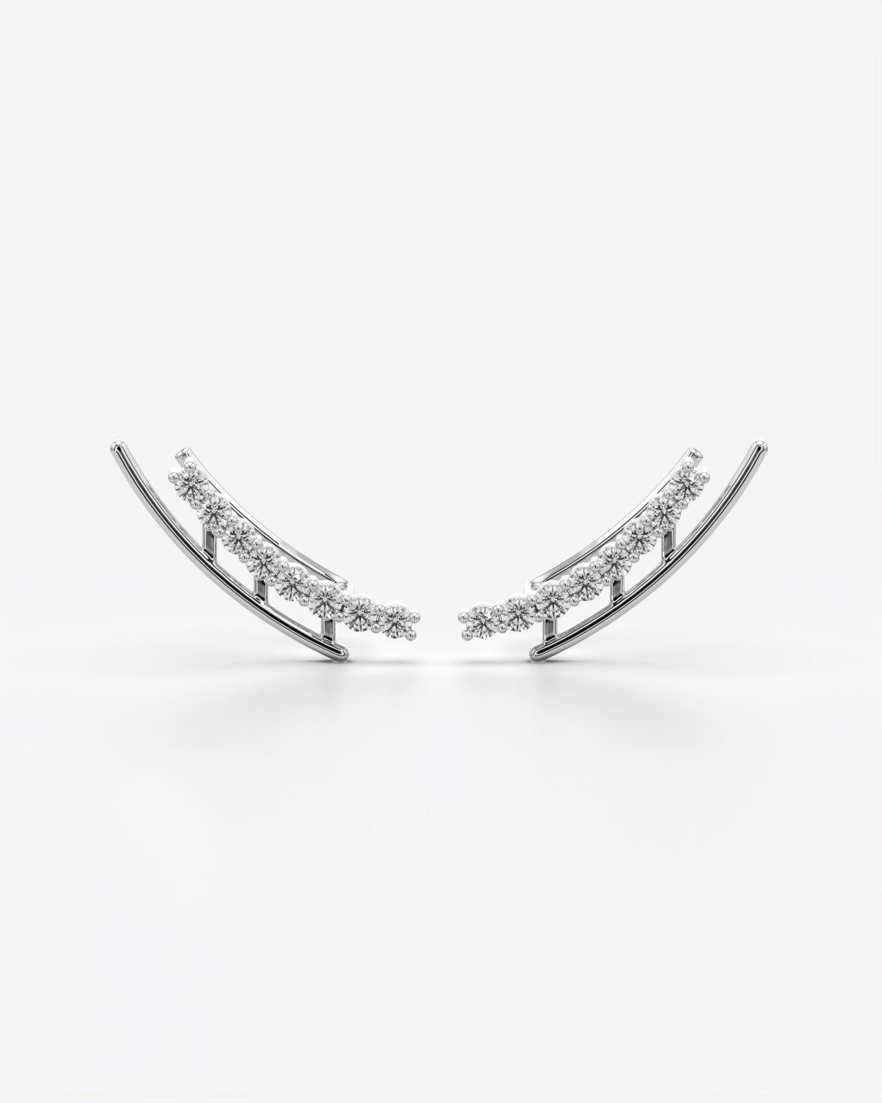 Curved Crystal Climber Earrings for Modern Style