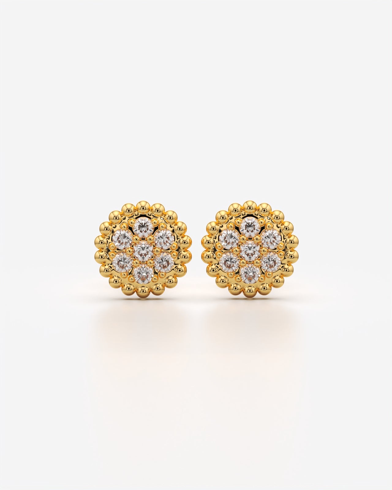 Round Cluster Stud Earrings