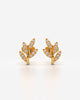 Pave Leaf Branch Stud Earrings