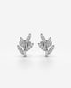 Pave Leaf Branch Stud Earrings