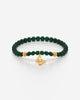 Green Bead Bracelet with Butterfly Charm