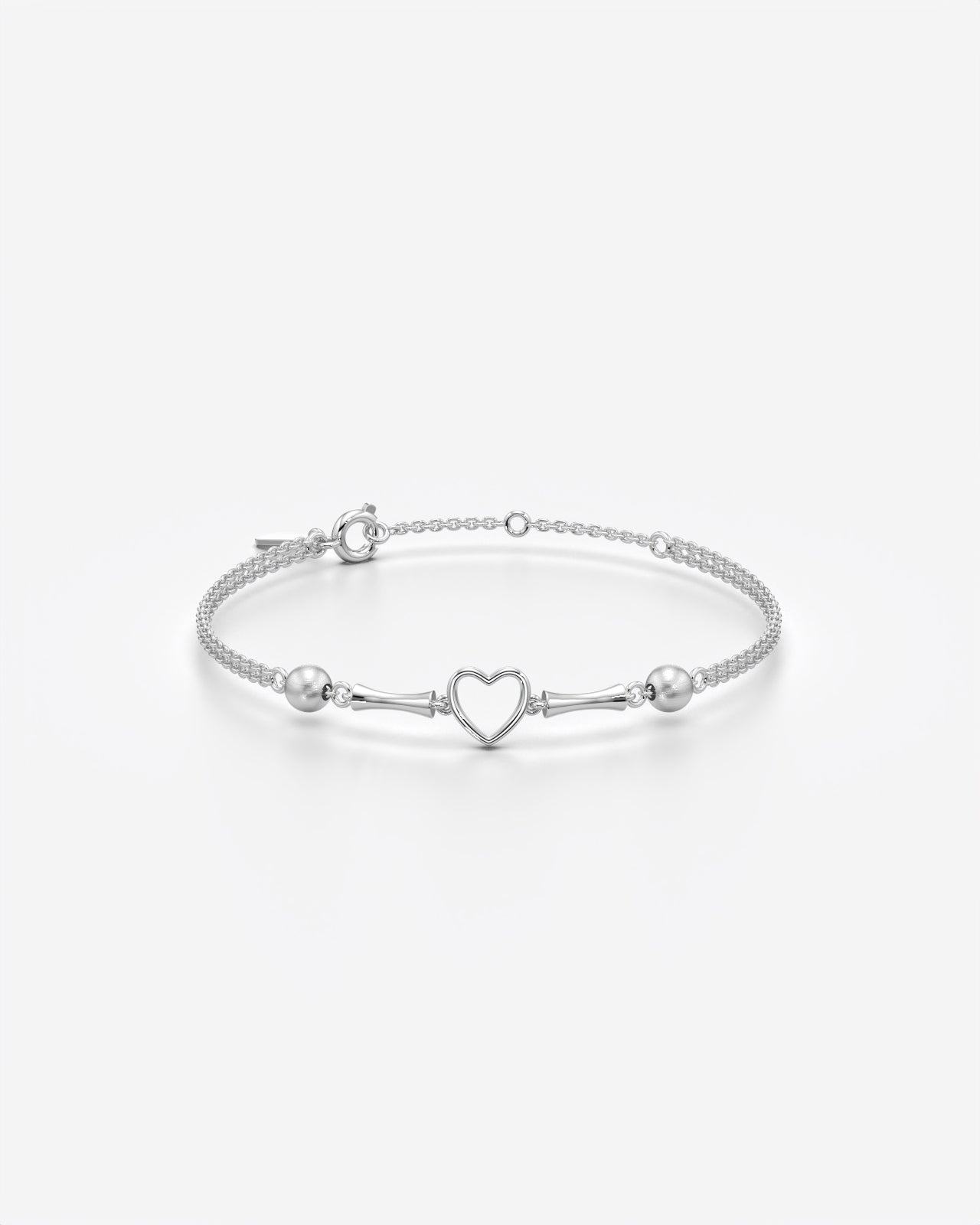 Open Heart Beaded Chain Bracelet for Her