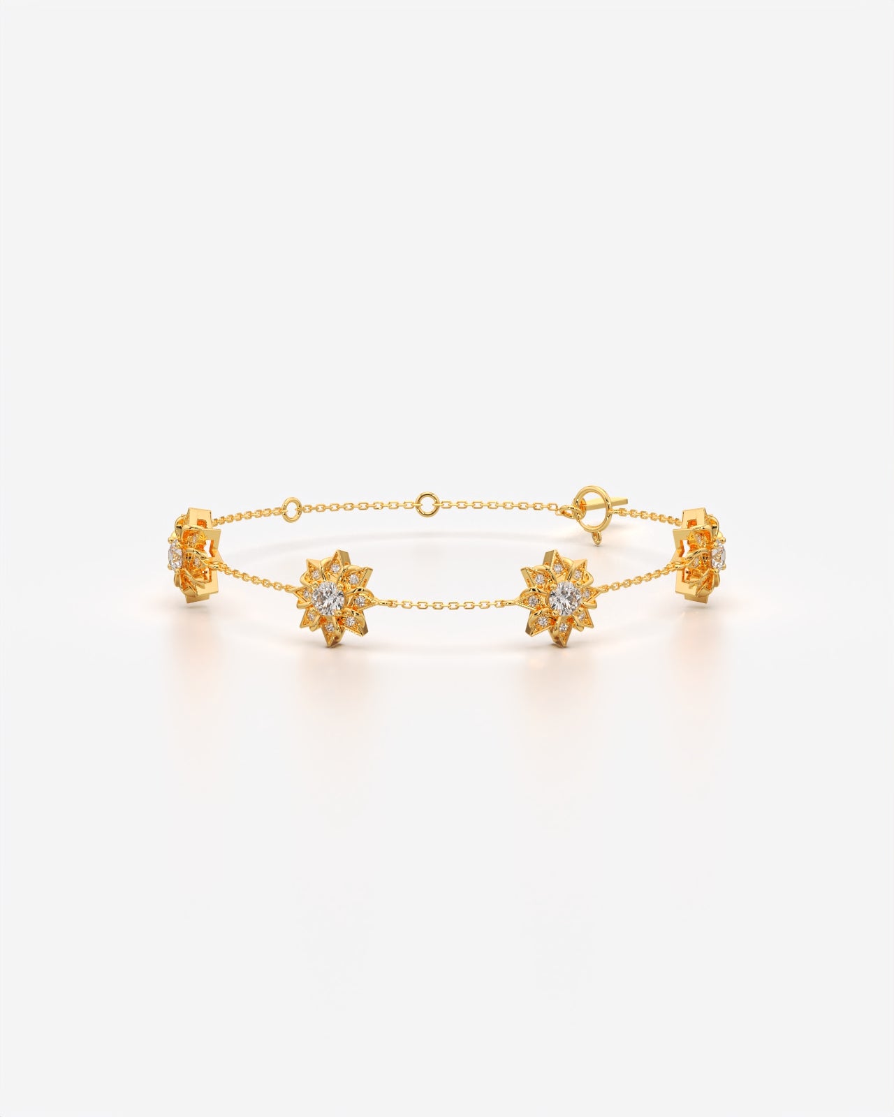 Blooming Starburst Diamond Chain Bracelet Elegance