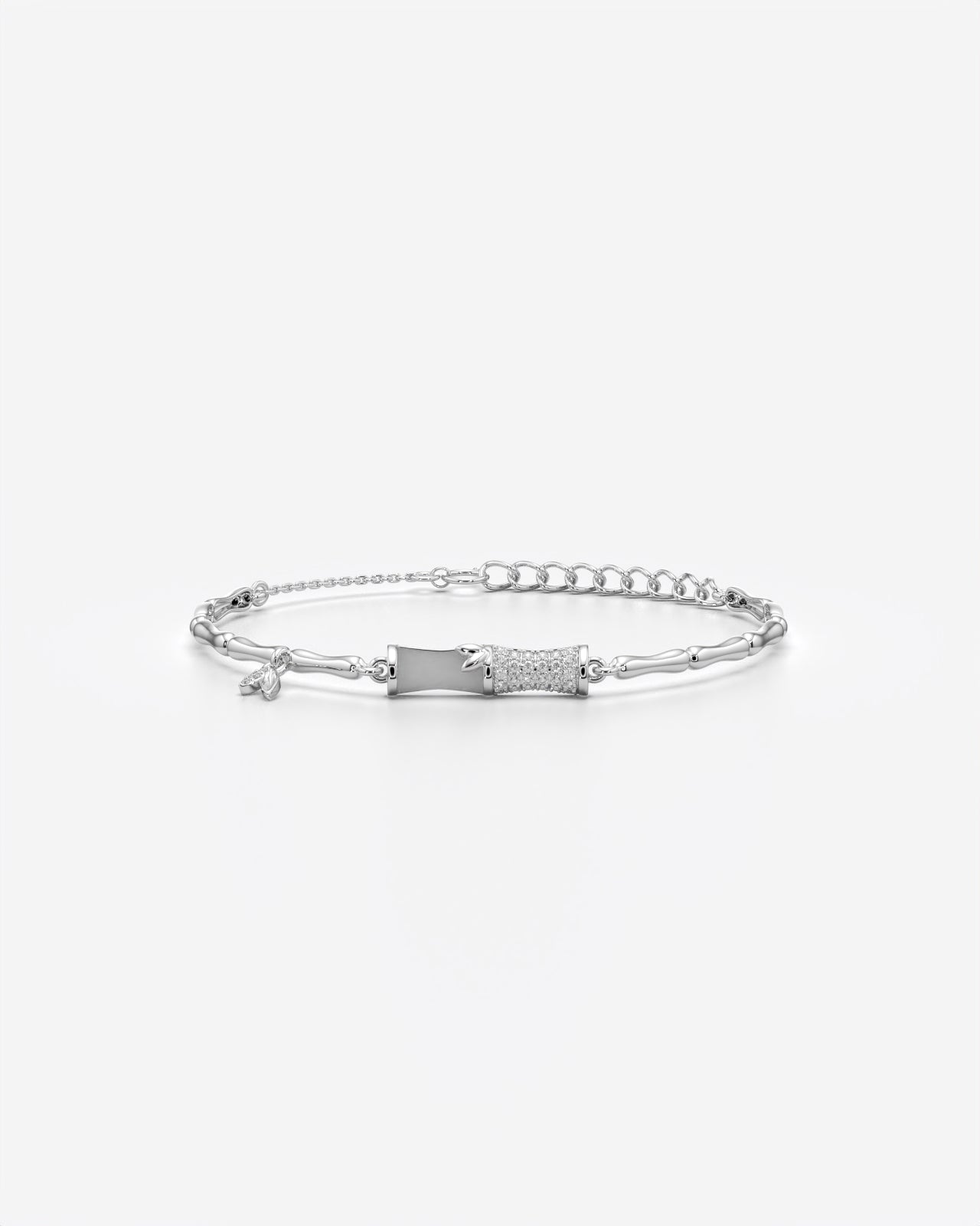 Bamboo Crystal Charm Bracelet with Adjustable Chain