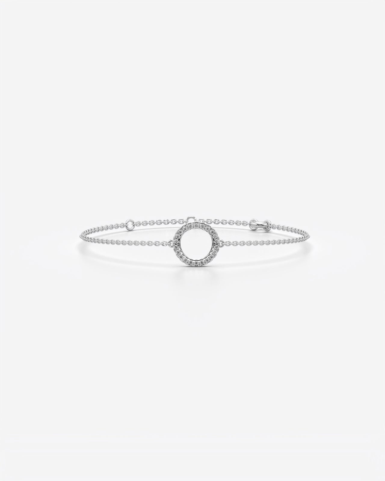 Pavé Circle Charm Chain Bracelet
