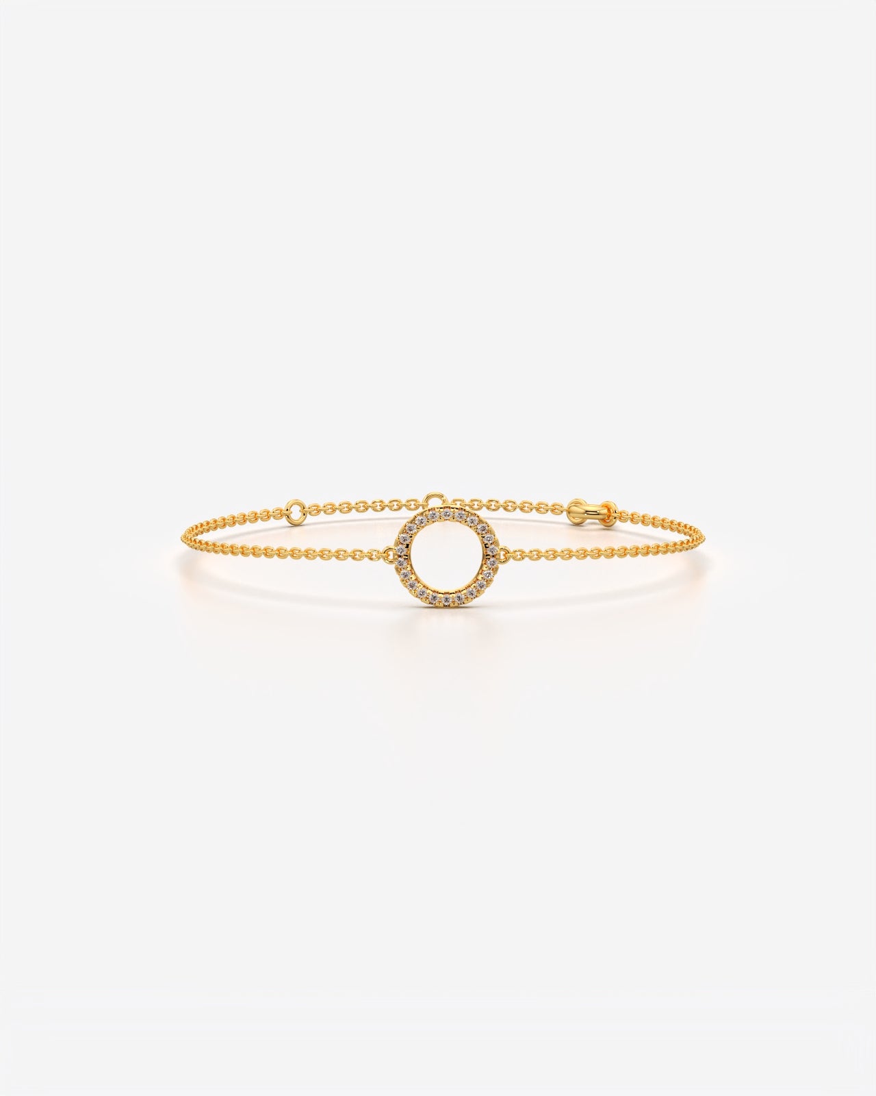 Pavé Circle Charm Chain Bracelet