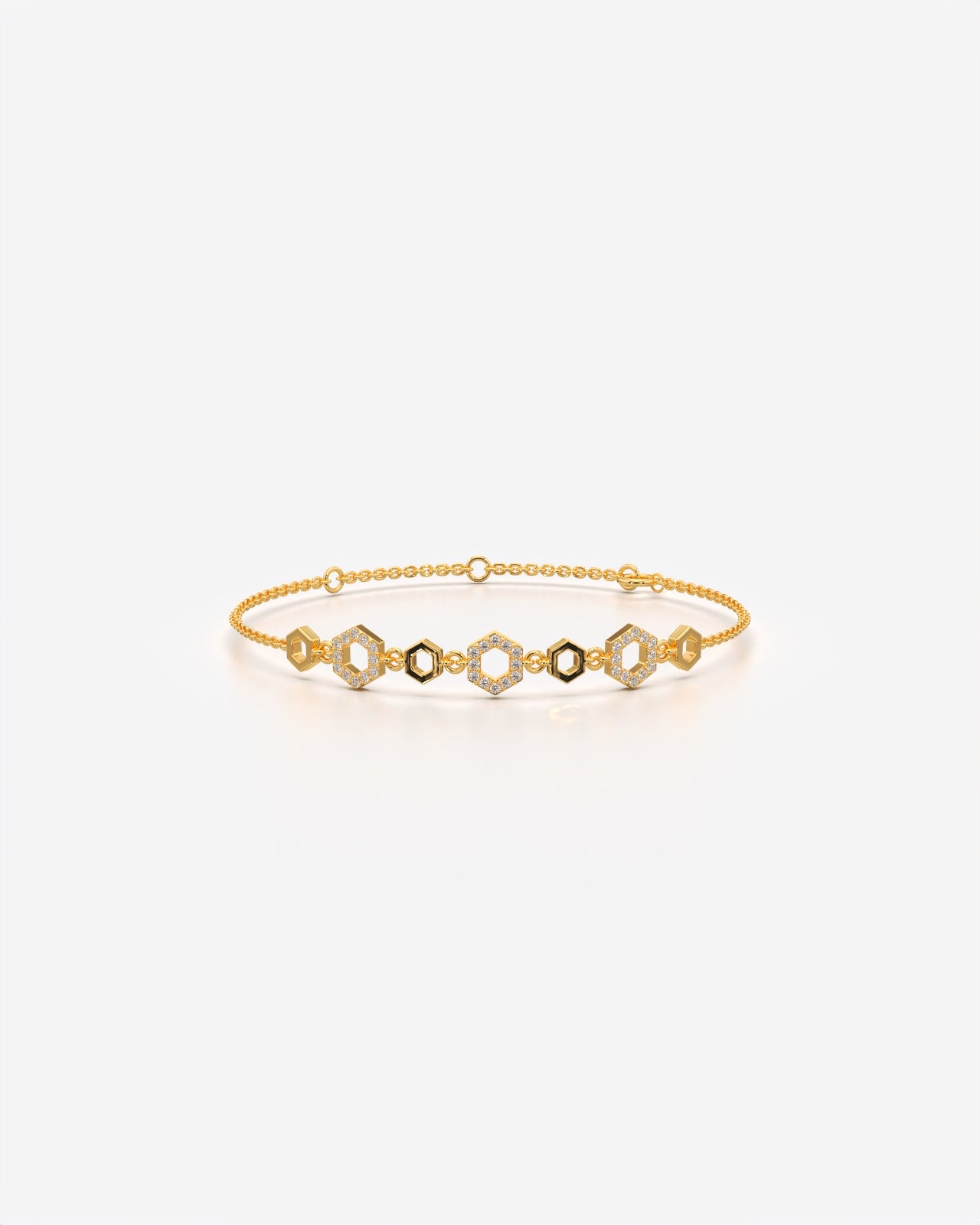 Honeycomb Crystal Charm Chain Bracelet