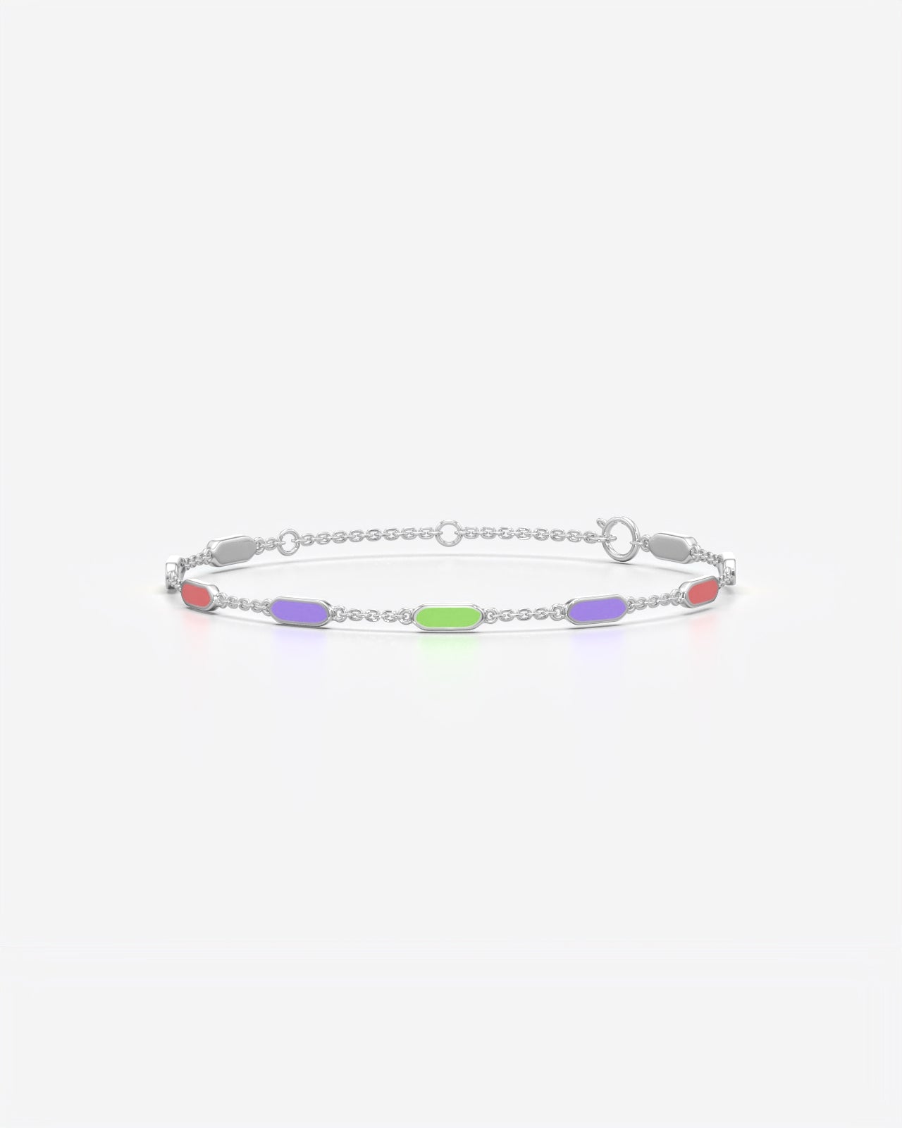 Colorful Enamel Station Chain Bracelet for Her