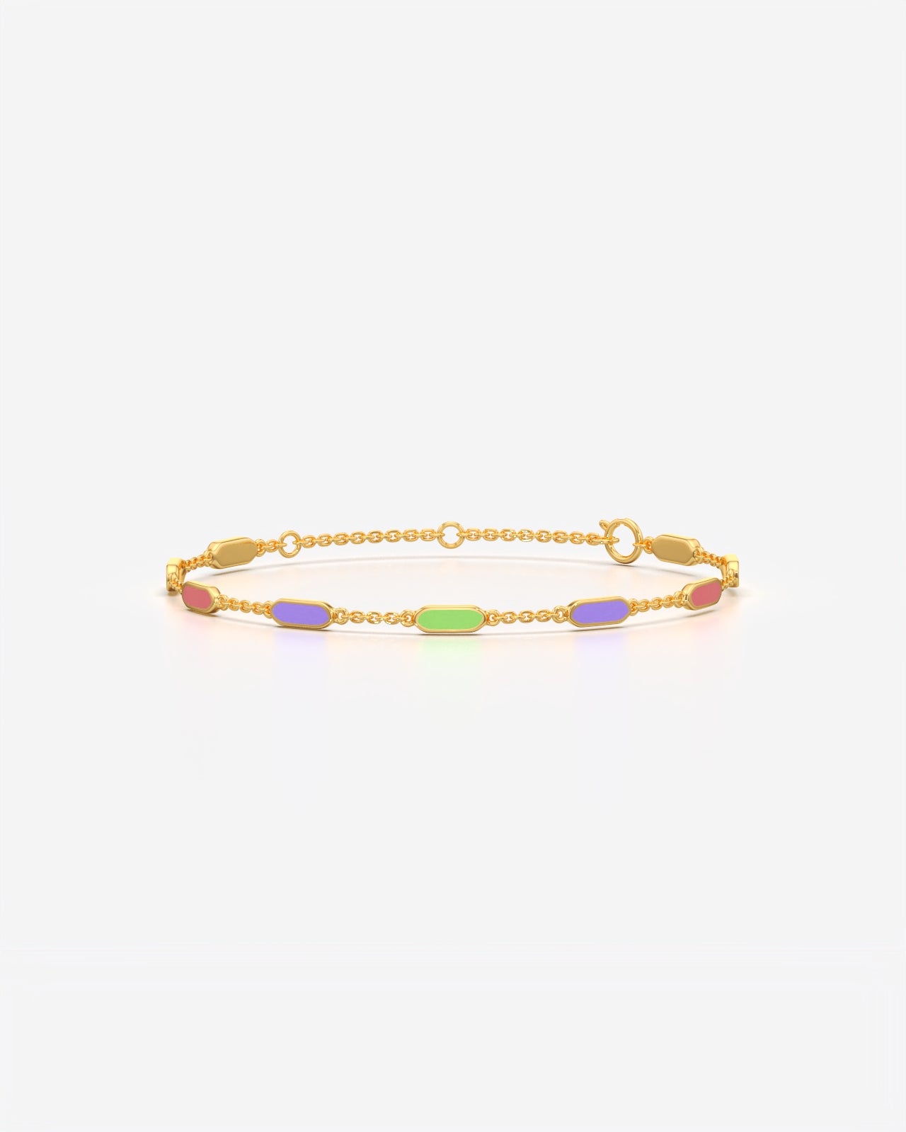 Colorful Enamel Station Chain Bracelet for Her